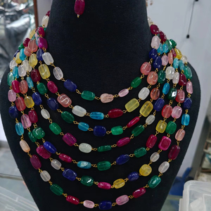 Conjunto de collar largo Mala multicolor de perlas de calidad superior del fabricante indio superior plateado bodas fiestas joyería de moda - Product Image 1