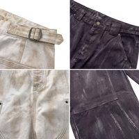 Jean évasé personnalisé 380g en denim épais pour homme, style streetwear punk, vintage, délavé, effet usé, coupe large Machete