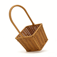 Panier Cadeau de Rangement pour Fleurs en Rotin PP 100% Tressé à la Main, Écologique, Imperméable et Gain de Place, avec Poignées – Idéal Fête des Mères