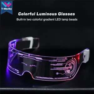 Nuevas <span class=keywords><strong>Gafas</strong></span> Cyberpunk T-Worthy <span class=keywords><strong>de</strong></span> Acrílico <span class=keywords><strong>de</strong></span> Alta Calidad con Luces LED <span class=keywords><strong>de</strong></span> Neón, 15 Colores Cambiables para Halloween, DJ, Fiestas y Eventos - Product Image 2