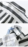 Chemise d'été décontractée surdimensionnée pour homme en lin 100% teint en fil, à rayures verticales, respirante et infroissable, à manches longues et boutonnée