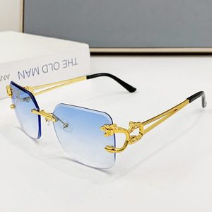 Gafas <span class=keywords><strong>de</strong></span> Sol <span class=keywords><strong>de</strong></span> Moda sin Montura con Patrón <span class=keywords><strong>de</strong></span> Leopardo y Patillas <span class=keywords><strong>de</strong></span> Espejo para Hombre y <span class=keywords><strong>Mujer</strong></span>, Protección UV400, Uso Exterior, Venta al por Mayor Transfronteriza - Product Image 4