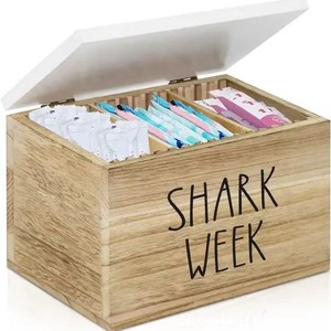 Boîte de rangement en bois à couvercle rabattable, organisateur rectangulaire en bois massif pour tampons, dosettes de lessive, rangement de vêtements - Product Image 2