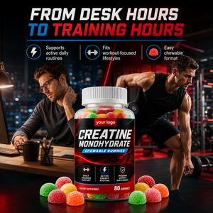 Gummies de créatine monohydrate à haute puissance 5000 mg, sans sucre, véganes, certifiées GMP, marque privée OEM, pour la force musculaire et l'énergie - Product Image 5