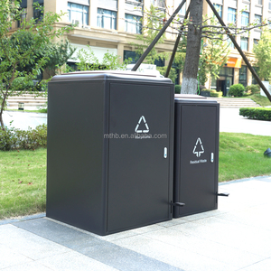 240L Commercial Metal Litter Bin Classified Waste Bins Galvanized <strong>Trash</strong> Bin Recycling Street Outdoor <strong>Trash</strong> <strong>Can</strong> for Restaurant - Product Image 3