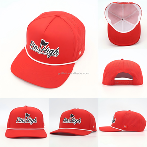 5 Panel Performance Rope Golf Hat Rubber Patches Business Company Promotional Adjustable Snapback Sporty Baseball Caps - Product Image 2