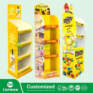 ชั้นวางสินค้าแบบกำหนดเองสำหรับซูเปอร์มาร์เก็ต ชั้นวางแสดงสินค้าแบบกระดาษแข็ง 4 ชั้น สำหรับซอสบาร์บีคิว แยม ขวดซอส ซอสมะเขือเทศ เบียร์ - Product Image 5