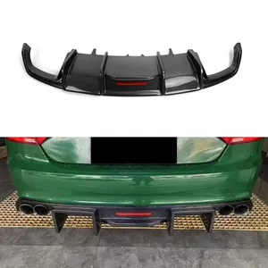 Voor Audi A7 Sline S7 Bumper 2016-18 Carbon Fiber Spoiler Diffuser Bumper Guard Protector Skid Plate Cover met Led Licht