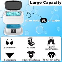 Machine à laver portable tout-en-un de grande capacité avec stérilisation à la lumière bleue, grande capacité de 6 à 15L, avec séchoir rotatif