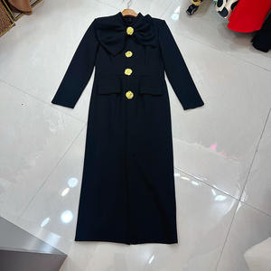 Design Casual da donna vestito da donna monopetto fibbia in oro a <span class=keywords><strong>fila</strong></span> collo alto tridimensionale elegante Modulare Party - Product Image 3