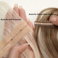 Extensions de cheveux humains 100% vierges, cuticules alignées, double épaisseur, invisibles, effet papillon, pour micro-perles ultra-fines à coupe plate libre