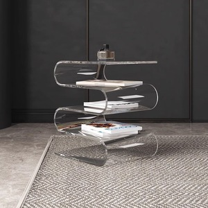 <span class=keywords><strong>Mesa</strong></span> de Centro Curva en Forma de S para Sala de Estar, Consola Acrílica con Múltiples Estantes para Optimizar el Espacio en Lofts - Product Image 3