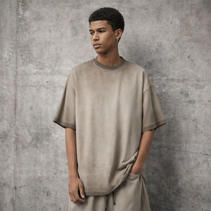 Camiseta Oversize de Algodón 100% Lavado con Efecto Degradado Estilo Urbano para Hombre, Tallas Grandes, Logotipo Personalizado, Ecológica, Transpirable, MOQ Bajo - Product Image 1