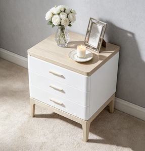 Modern Two-tone Solid Wood Nightstand,3 Drawer Wood Pull Curved Leg Bedside Cabinet for Minimalist Bedroom <b>Night</b> <b>Stand</b> - Product Image 5