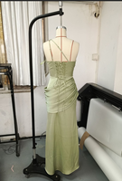 Robe longue élégante et décontractée en satin vert clair, à volants, ajustée, nouvelle collection été, haute qualité, best-seller
