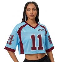 Jersey Sepak Bola Wanita Retro Model Crop Custom Sublimasi dengan Bahan Mesh Bernapas dan Potongan Boxy Fit