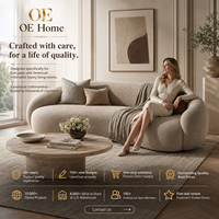 OEHOME Modernes Halbmond-Ecksofa mit Metallgestell Zweisitzer Villa-Wohnmöbel in Bouclé-Stoff