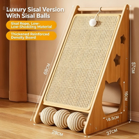 Grattoir vertical incliné moderne pour chat, en bambou et sisal, résistant à l'usure, sans dispersion, interactif, pour usage intérieur