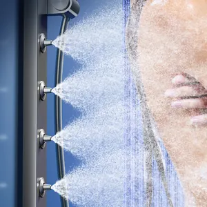 Mélangeur d'eau chaude et froide multifonction exposé Piano Key Body Jet Waist Massage Waterfall Shower Set avec affichage numérique