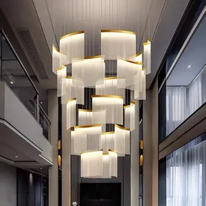 מודרני גדול תקרה גבוהה מדרגות ספירלה led תליון אור מדרגות ארוך נברשת תקרה נברשת תקרה נורדי נברשת יוקרה