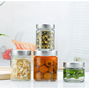 ขวดแก้วกลมพร้อมฝาปิดโลหะลึกขนาด8ออนซ์16ออนซ์20ออนซ์ขวดปิดผนึกแยมสำหรับดองวุ้นนมเนยน้ำผึ้ง - Product Image 1