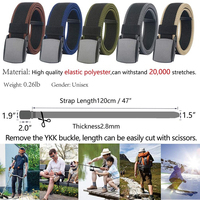 Ceinture en toile extensible légère et résistante pour homme, boucle en plastique durable, ceinture tactique élastique pour le travail, les voyages et les sports