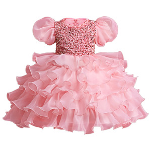 Girls <b>Sequined</b> Tutu Dress Cap Sleeve <b>Red</b> Princess Birthday Party Dress With Headband - Product Image 5