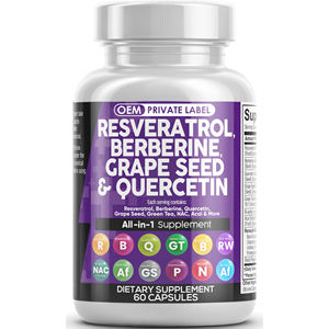 OEM Resveratrol berine ekstrak biji anggur Quercetin ekstrak teh hijau suplemen polifenol semua dalam 1 Kapsul Resveratrol - Product Image 1