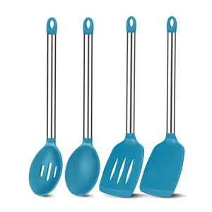 Set di utensili da cucina in silicone da cucina di alta qualità utensili da cucina in acciaio inossidabile antiaderente