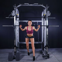 Máquina Smith Metálica Plegable Comercial con Pila de Pesas Doble - Equipo de Gimnasio Doméstico Todo en Uno para Culturismo