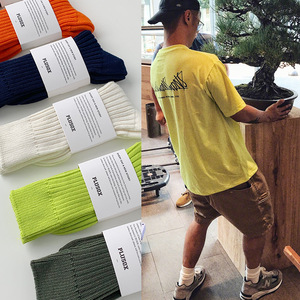 2020 Fall/Winter New Arrival Yu Wenle Knee-High Cotton <strong>Uncle</strong> Lius Orange Neon Green Unisex Chunky-Thread Non-Slip Casual - Product Image 1
