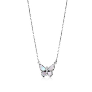 2021 New Simple Jewelry White Shell Opal Crystal butterfly <b>Necklace</b> Pendant - Product Image 1
