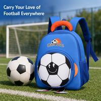 Sac à dos enfant ballon de football bleu avec poche avant et poches latérales en filet, design sportif mignon pour garçons, sacs d'école en gros pour enfants