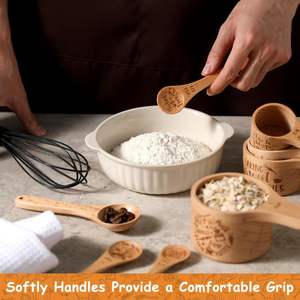 Madera de haya, 8 piezas, accesorios de cocina, bonitas <span class=keywords><strong>tazas</strong></span> <span class=keywords><strong>medidoras</strong></span> y cucharas <span class=keywords><strong>medidoras</strong></span> <span class=keywords><strong>para</strong></span> ingredientes secos, taza medidora y cuchara <span class=keywords><strong>para</strong></span> <span class=keywords><strong>dieta</strong></span> - Product Image 2