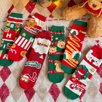 Chaussettes de Noël en coton peigné, motif dessin animé, respirantes, écologiques, unisexe, taille unique