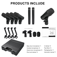 Ensemble de microphones pour batterie TNH GM02 en métal, microphones professionnels pour scène, instruments de musique, amplificateur de basse, batterie pour spectacle en direct