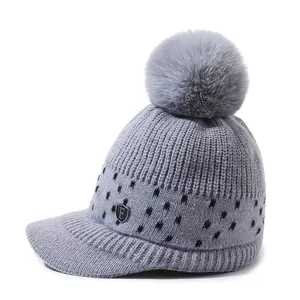 Winter Warm Woolen Baseball Cap Acrylic Fleece Knitted Hat Outdoor Cold-Proof Hat