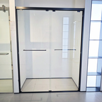 Type personnalisé Moderne Rectangle Droit En Acier Inoxydable Salle De Douche Double Porte Mobile Cloison En Verre Salle De Bains Ménage Sec Humide
