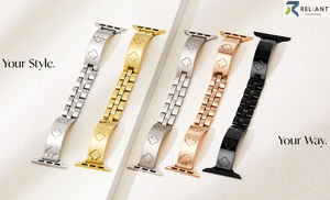 سوار نسائي قابل للتعديل من الفولاذ المقاوم للصدأ 316L مطلي بالذهب عيار 18 قيراط بتصميم زهرة البرسيم رباعية الأوراق لساعة أبل WB0251S - Product Image 6