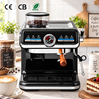 Machine à café expresso semi-automatique électrique 20 bars avec broyeur et mousseur à lait, portable, en acier inoxydable, pour hôtels (vente en gros)