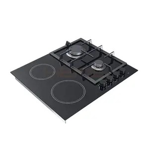 Home Kitchen Appliance Built In Delicate Appearance 4 Burner Ceramic Glass Gas And Electric Combination Hob