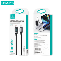 USAMS kabel pengisi daya Data pengisian cepat, daya tampilan waktu nyata 100 M Pd 1.2 w