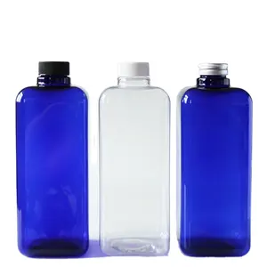 IBELONG批发蓝色透明32OZ方形PET塑料化妆品沐浴露洗发水瓶1000毫升带螺帽供应商