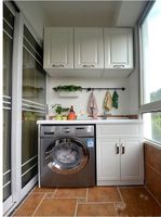 Meuble de lavage moderne en acier inoxydable et contreplaqué laqué, résistant à l'eau, écologique, pour villa, avec miroir et base pour machine à laver