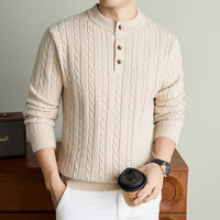 Cardigan Jacquard Homme en Polyester Acrylique Nylon 570g, Très Épais, Manches Longues, Chaud et Élégant pour l'Automne et l'Hiver