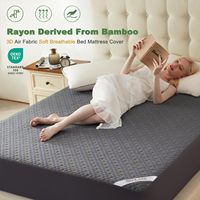Housse de matelas imperméable anti-punaises avec poche profonde, tissu respirant 3D en bambou, protège-matelas lavable en machine