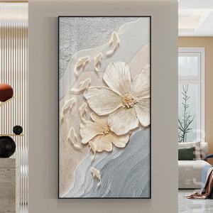 Peinture murale abstraite LED en porcelaine et cristal, motif floral blanc luxueux, pour hall d'entrée, salle à manger et couloir, décoration personnalisée - Product Image 5