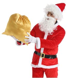 Cross-border Santa Claus Costume Adults Men's Women's Performance Attire Holiday Dress-up <b>Gold</b> Velvet Christmas Outfit Set - Product Image 2