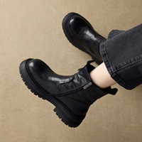 Bottes de neige montantes en cuir de vachette à semelle épaisse pour femme, nouveau style 2026, doublure en peluche, semelle extérieure en caoutchouc thermoplastique, extra-épaisses et chaudes