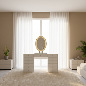 Tocador de Venta al por Mayor de Fábrica Estilo Europeo con 13 Cajones, Lujoso y Moderno Tocador de Maquillaje Blanco con Espejo de Cristal, Éxito de Ventas - Product Image 2